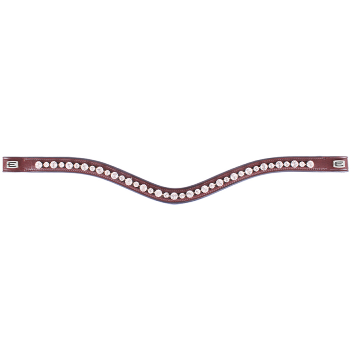 Pannebånd E-Logo & Hvite Krystaller Brun/Sølv i gruppen Hesteutstyr / Hodelag & Pannebånd / Pannebånd hos Equinest (0623S0010BRSI)