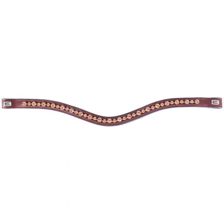 Pannebånd E-Logo & Gullkrystaller Brun/Sølv i gruppen Hesteutstyr / Hodelag & Pannebånd / Pannebånd hos Equinest (0623S0011BRSI)