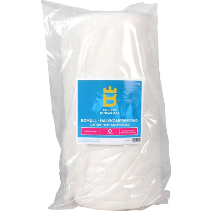 Bomull Halvkomprimert 1kg i gruppen Stell & Pleie / Sårpleie & Salver / Kraft & Bandasjeunderlag hos Equinest (0962)