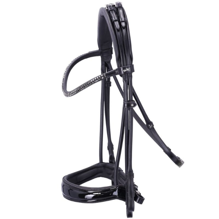 Kandarhodelag Lakk Isabell Werth Bella Rose Svart i gruppen Hesteutstyr / Hodelag & Pannebånd / Dressur- & Kandarhodelag hos Equinest (1000931BA_r)