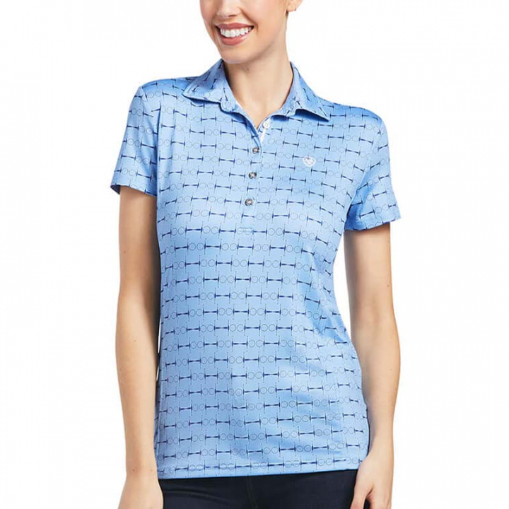 Poloskjorte Motif Full Cheek Print Blå i gruppen Rideklær / Ridetopper & T-skjorter / Poloskjorter hos Equinest (10039539Bl_r)