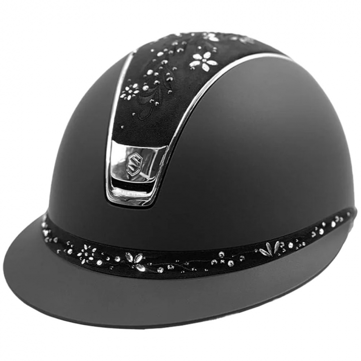 Ridehjelm Miss Shield Shadowmatt Flower Sjewellery Chrome 2.0 Svart i gruppen Rideutstyr / Ridehjelmer / Solskjerm hos Equinest (2.0-44171BA)