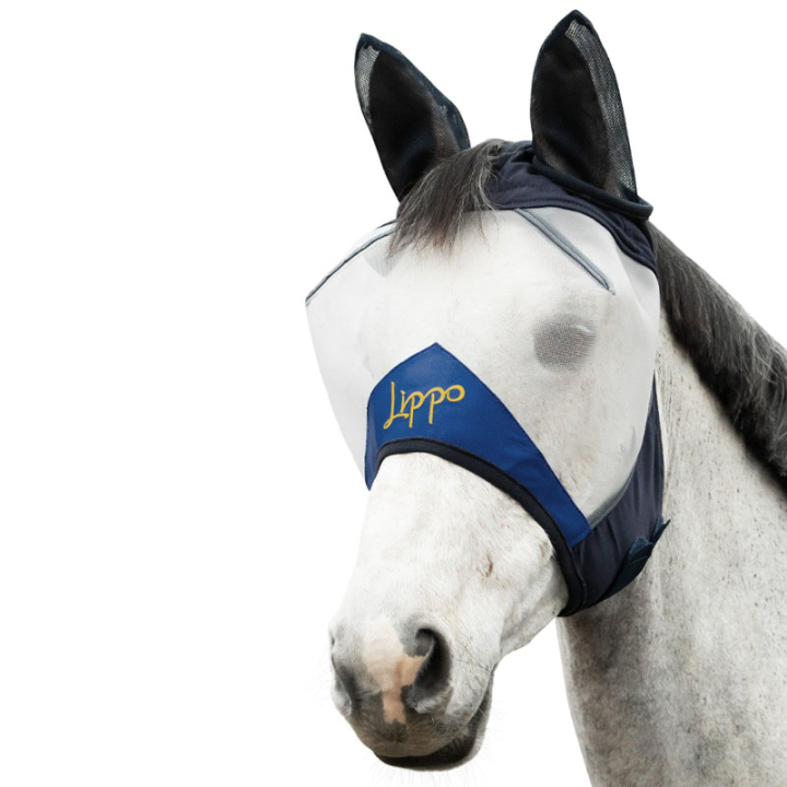 Fluemaske Pro med ører Hvit/Marineblå i gruppen Fluebeskyttelse / Fluemasker hos Equinest (229601WHNA_r)