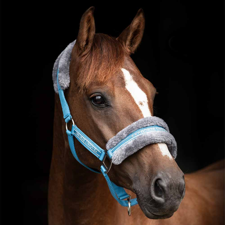 Grime med pels Middelhavsblå/Grå i gruppen Hesteutstyr / Grimer / Stoff- & Nylongrimer hos Equinest (243012LjBl_r)