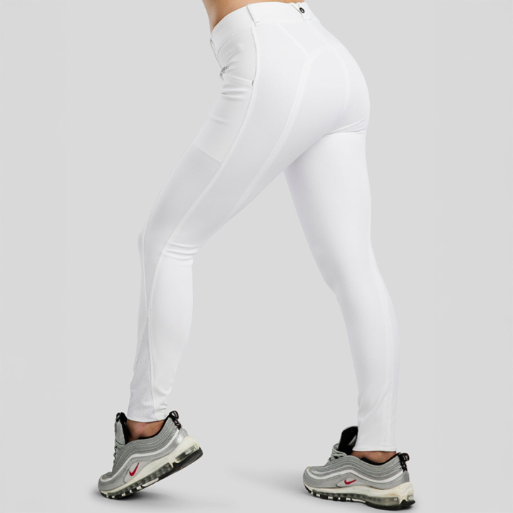 Ridebukse MoZida Refined Gun Metal Crystals Knee Grip Hvit i gruppen Rideklær / Ridebukser & Ridetights / Ridebukser hos Equinest (243101134WH_r)