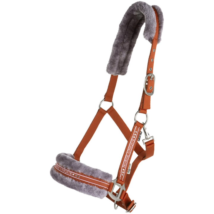 Grime med Fleece Oransje/Grå i gruppen Hesteutstyr / Grimer / Stoff- & Nylongrimer hos Equinest (243642ORGR_r)