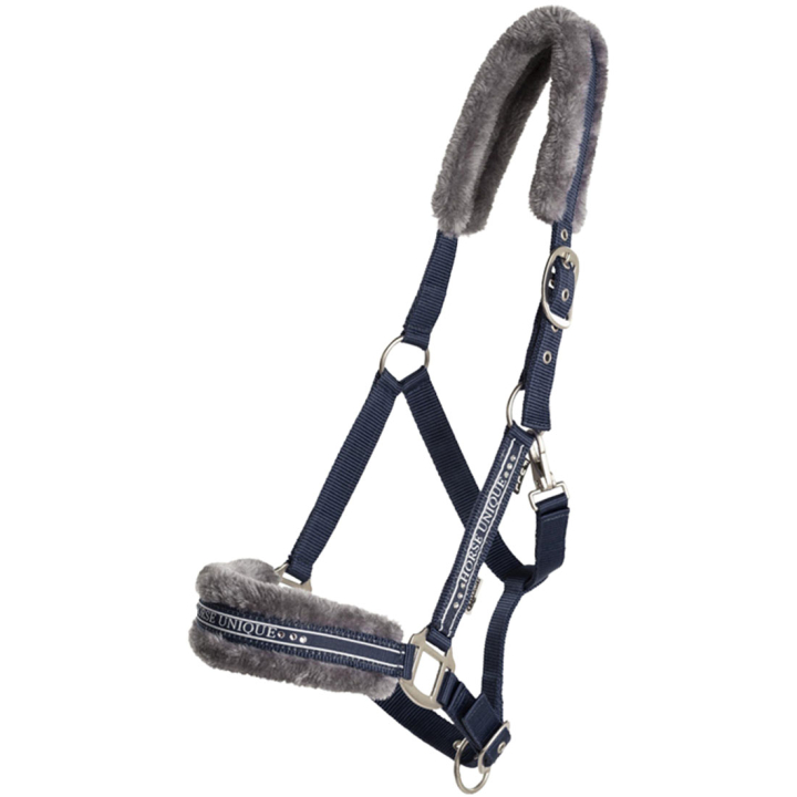 Grime med Fleece Marineblå/Grå i gruppen Hesteutstyr / Grimer / Stoff- & Nylongrimer hos Equinest (243720NAGR_r)