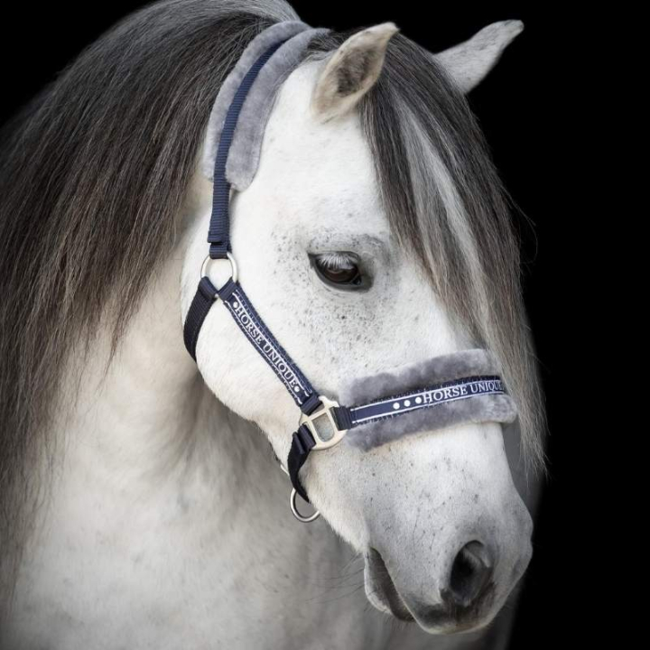 Grime med pels Marineblå/Grå i gruppen Hesteutstyr / Grimer / Stoff- & Nylongrimer hos Equinest (243720NAGR_r)