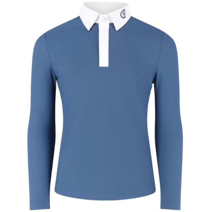 Stevneskjorte Barn/Junior Boy Osaka Long Sleeve Blå i gruppen Rideklær / Ridetopper & T-skjorter / Konkurransetopper hos Equinest (3201203110BL_r)