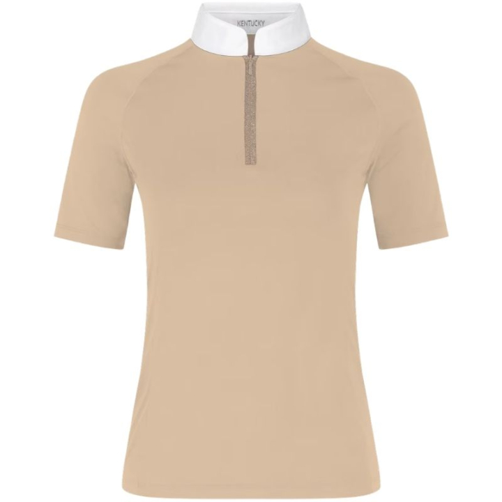 Konkurransetopp Classic Glitter Zipper Short Sleeve Beige i gruppen Rideklær / Ridetopper & T-skjorter / Konkurransetopper hos Equinest (320283236BE_r)