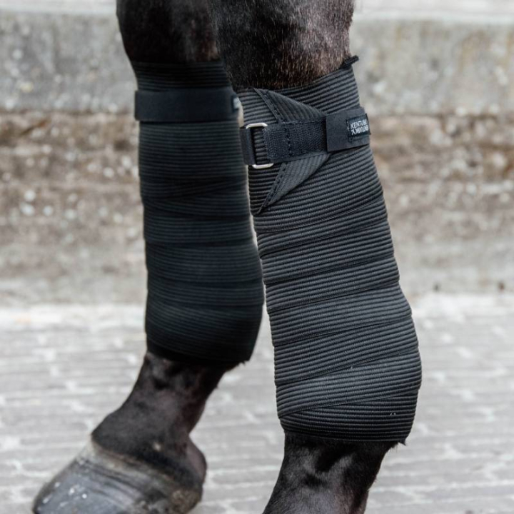 Bandasjer Polar Fleece & Elastic Svart i gruppen Hesteutstyr / Belegg & Bandasjer / Bandasjer hos Equinest (42106BA)