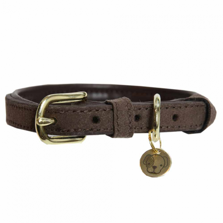 Hundehalsbånd Velvet Leather Brun i gruppen Hund / Hundehalsbånd & Sele hos Equinest (42521Br_r)