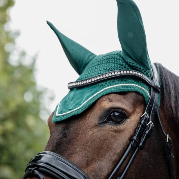 Ørehette Wellington Velvet Mørkegrønn i gruppen Hesteutstyr / Ørehetter hos Equinest (4262617DGN_r)