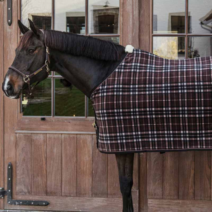 Fleecedekken Heavy Check Printing Brun/Beige i gruppen Hestedekken / Fleecedekken hos Equinest (52147BRBE_r)