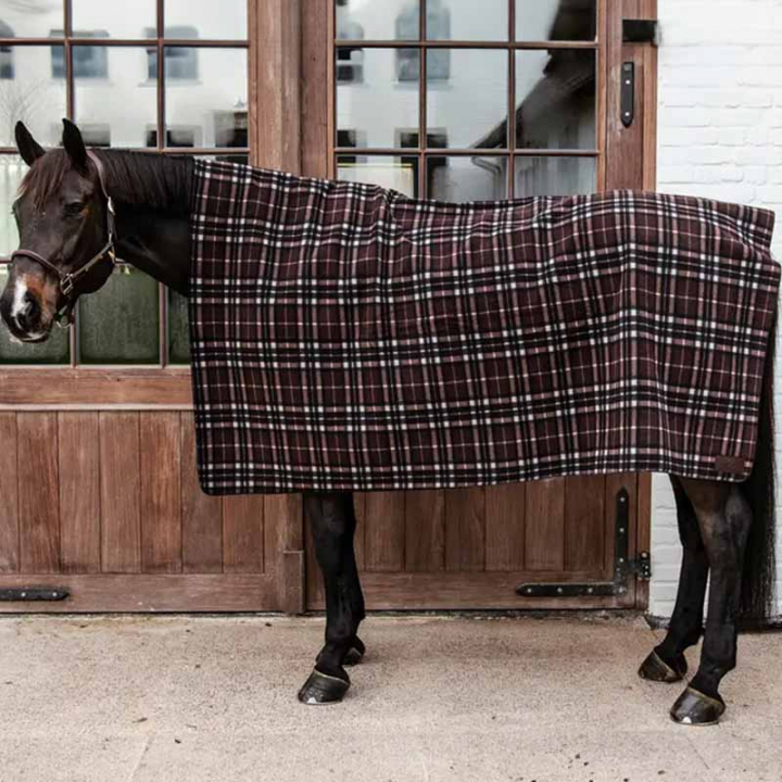 Fleecedekken Heavy Square Check Printing Brun/Beige 210x200 i gruppen Hestedekken / Fleecedekken hos Equinest (52172BRBE-210x200)