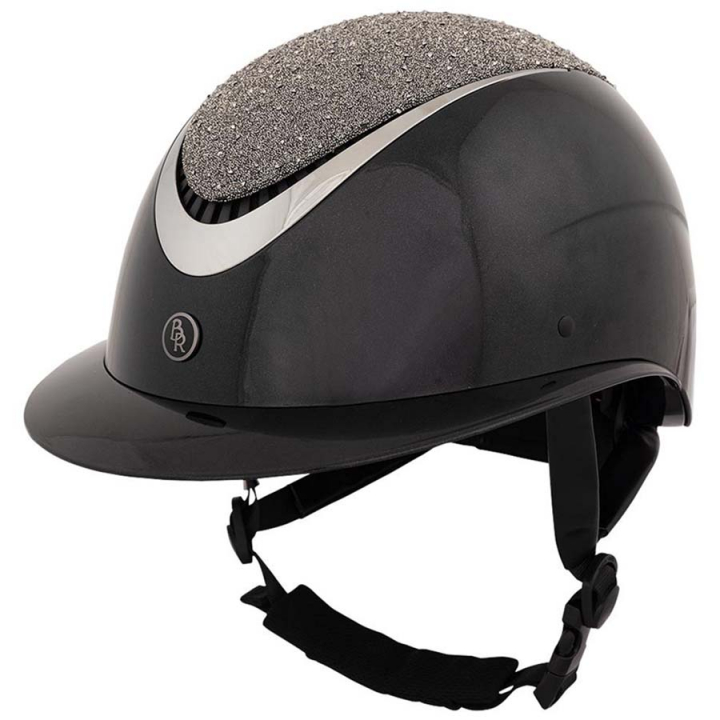 Ridehjelm Theta Glamourous Glossy Svart/Gunmetal i gruppen Rideutstyr / Ridehjelmer / Solskjerm hos Equinest (541047BA)