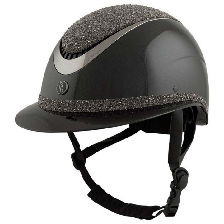 Ridehjelm Theta Plus Dazzling Glamourous Glossy Svart/Gunmetal i gruppen Rideutstyr / Ridehjelmer / Solskjerm hos Equinest (541048BA)