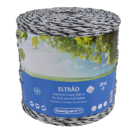 Eltråd 3mm Hvit/Svart 500m i gruppen Stall & Paddock / Gjerder / Eltråd hos Equinest (600823)