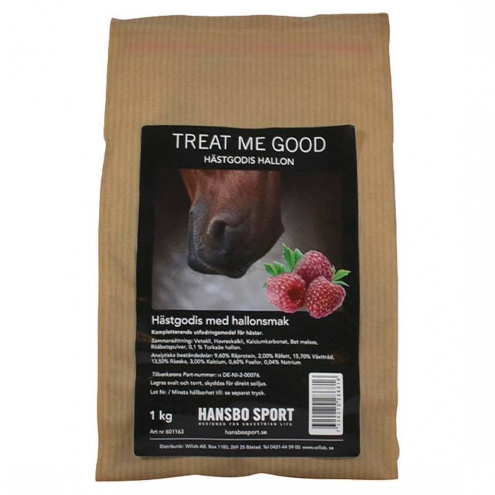 Hestegodis HS Treat Me Good Bringebær 1kg i gruppen Stell & Pleie / Hestegodis hos Equinest (601162RASP-1000)