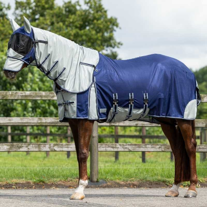Fluedekken med avtagbar hals og hette Blå i gruppen Fluebeskyttelse / Fluedekken hos Equinest (6013BL125BL_r)