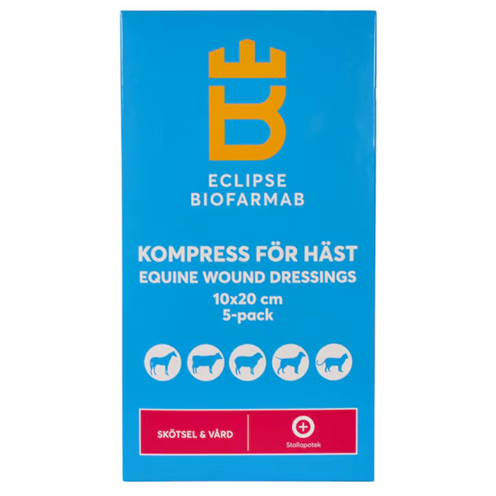 Steril kompress for hest 5-pakk Hvit 10x20 cm i gruppen Stell & Pleie / Sårpleie & Salver / Sårvask & Omslag hos Equinest (603554WH-10x20)