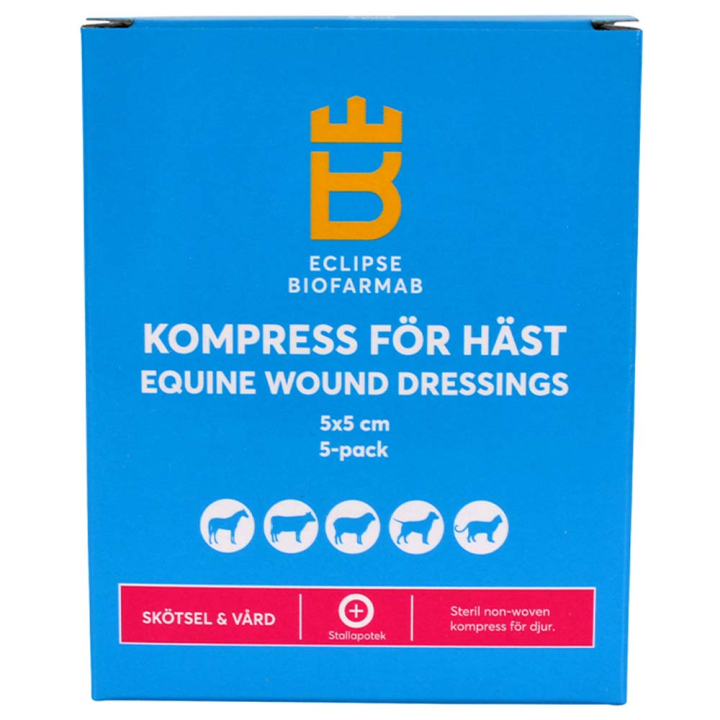 Sterile kompresser for hest 5-pk 5x5cm i gruppen Stell & Pleie / Sårpleie & Salver / Flexbandasjer hos Equinest (604186)