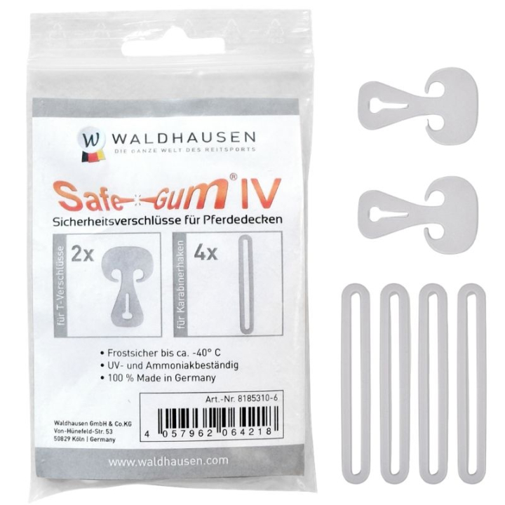 Safe-Gum fester for T-spenner & karabinkroker 6-pk Grå i gruppen Hestedekken / Tilbehør dekken hos Equinest (81853106GR)