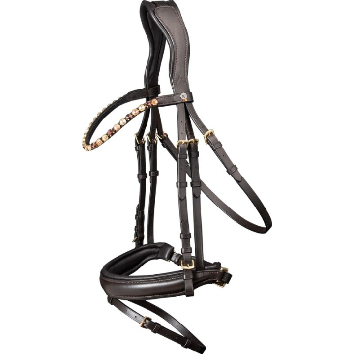 Dressurhodelag X-Line Goldheart Brun i gruppen Hesteutstyr / Hodelag & Pannebånd / Dressur- & Kandarhodelag hos Equinest (9576430PBR_r)