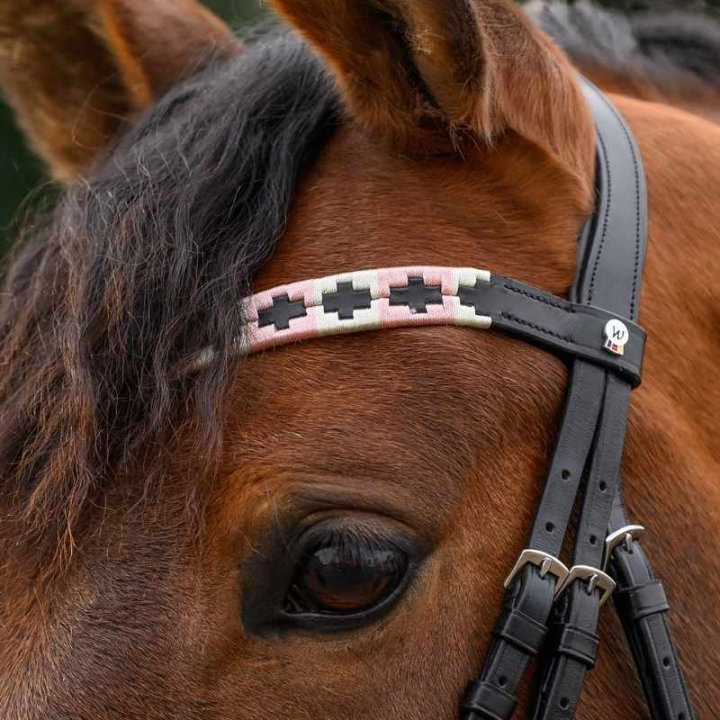 Pannereim Polo X-Line Svart/Rosa i gruppen Hesteutstyr / Hodelag & Pannebånd / Pannebånd hos Equinest (9589331VBAPI_r)