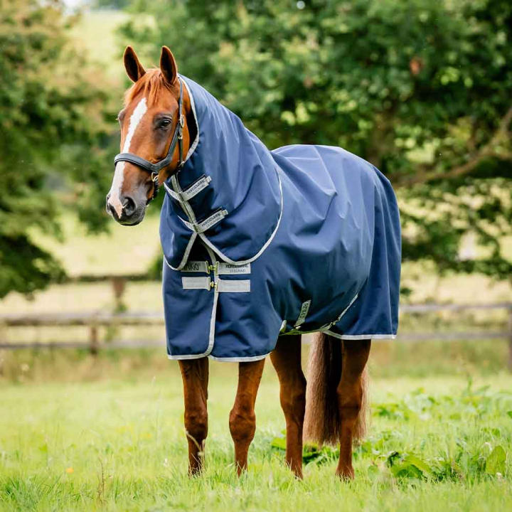 Utedekken med Hals Amigo Ripstop 900 Plus 100g Marineblå/Grå i gruppen Hestedekken / Utedekken / Overgangsdekken hos Equinest (AARPG2NA)