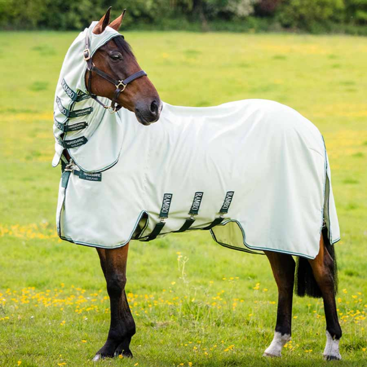 Flue- & eksemdekken Rambo Hoody inkl. fluemaske Lysegrønn i gruppen Hestedekken / Fluedekken & Eksemdekken hos Equinest (AFAP70_Gn_r)