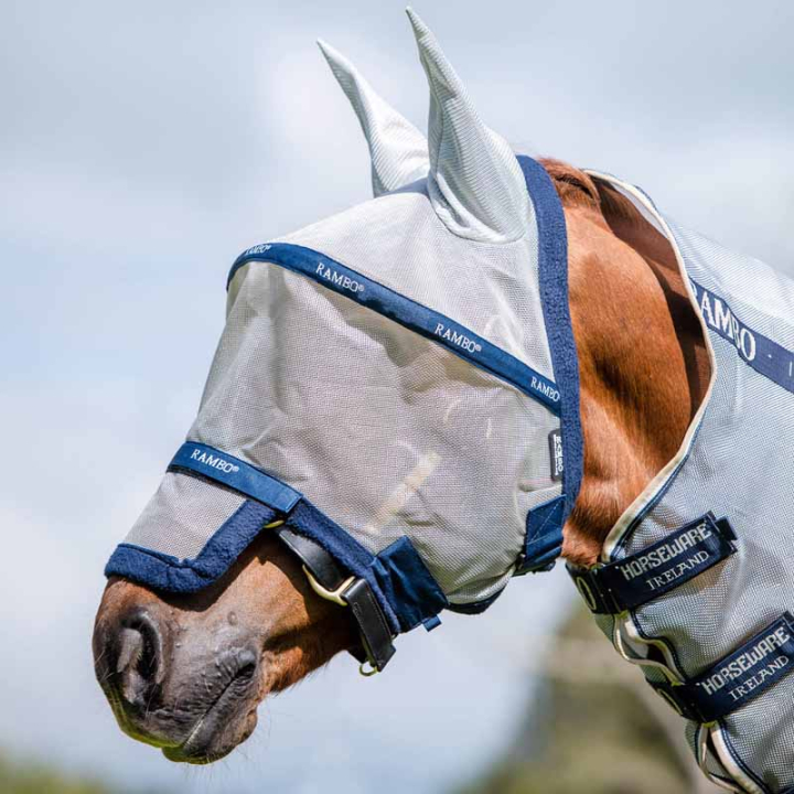 Fluemaske Rambo Plus Grå/Marinblå i gruppen Fluebeskyttelse hos Equinest (DMAF15_S_r)