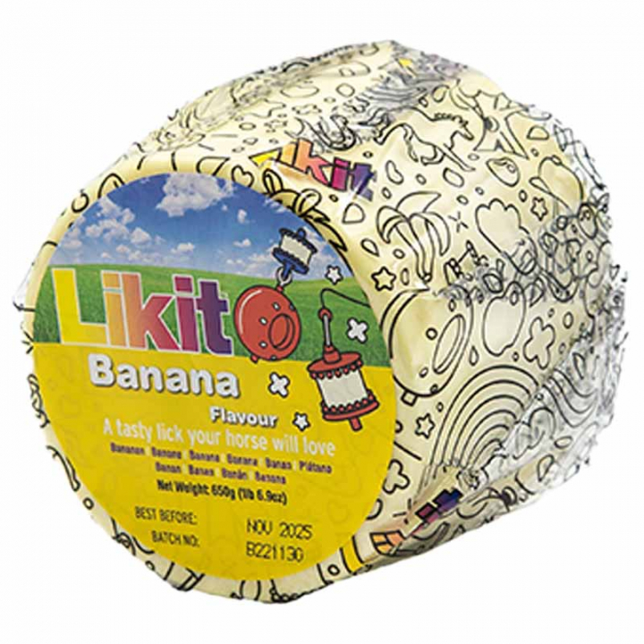 Slikkestein Banana Refill med hull 650g i gruppen Tilskudd / Tilskudd hest / Saltsteiner & Slikkesteiner hos Equinest (LIKB2BA-650)