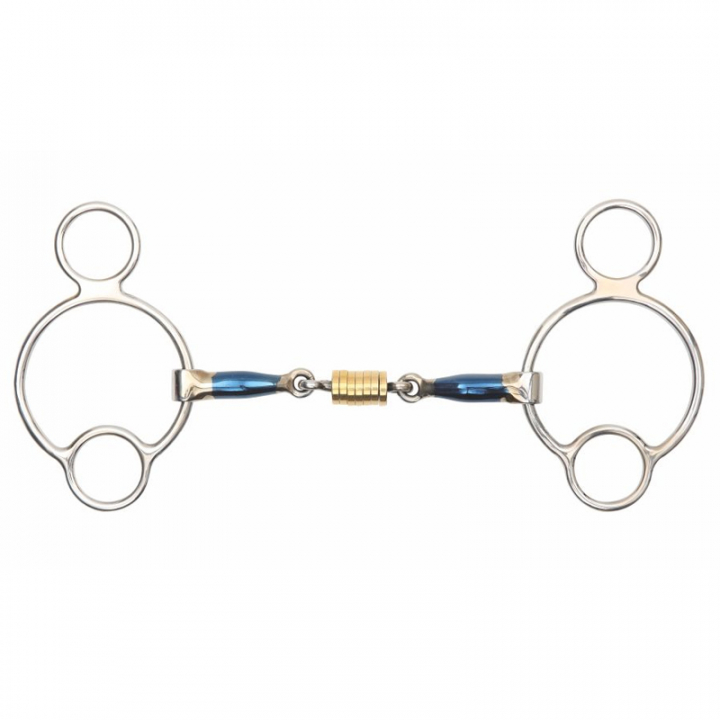 Tredelt bitt med ruller Blue Sweet Iron Universal i gruppen Hesteutstyr / Bitt / Pessoabitt hos Equinest (SH6339)