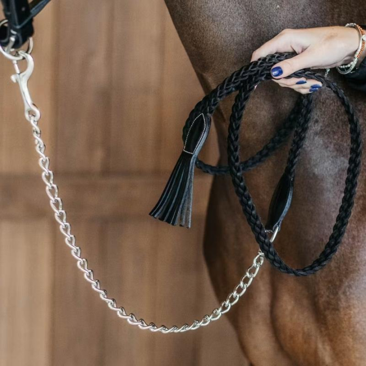 Leietau med Kjede Plaited Working Collection Svart i gruppen Hesteutstyr / Leietau & Transportleietau / Leietau med kjede hos Equinest (WO10FBLBA)