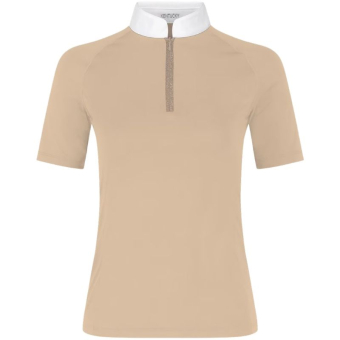 Konkurransetopp Classic Glitter Zipper Short Sleeve Beige