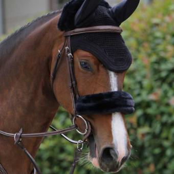 Noseband cover Sheepskin Svart