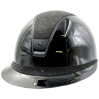 Ridehjelm Miss Shield 2.0 Glossy Crystal Fabric Matt Trim Svart