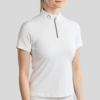 Konkurransetopp MoMaddy Short Sleeve Gun Metal Crystals Hvit