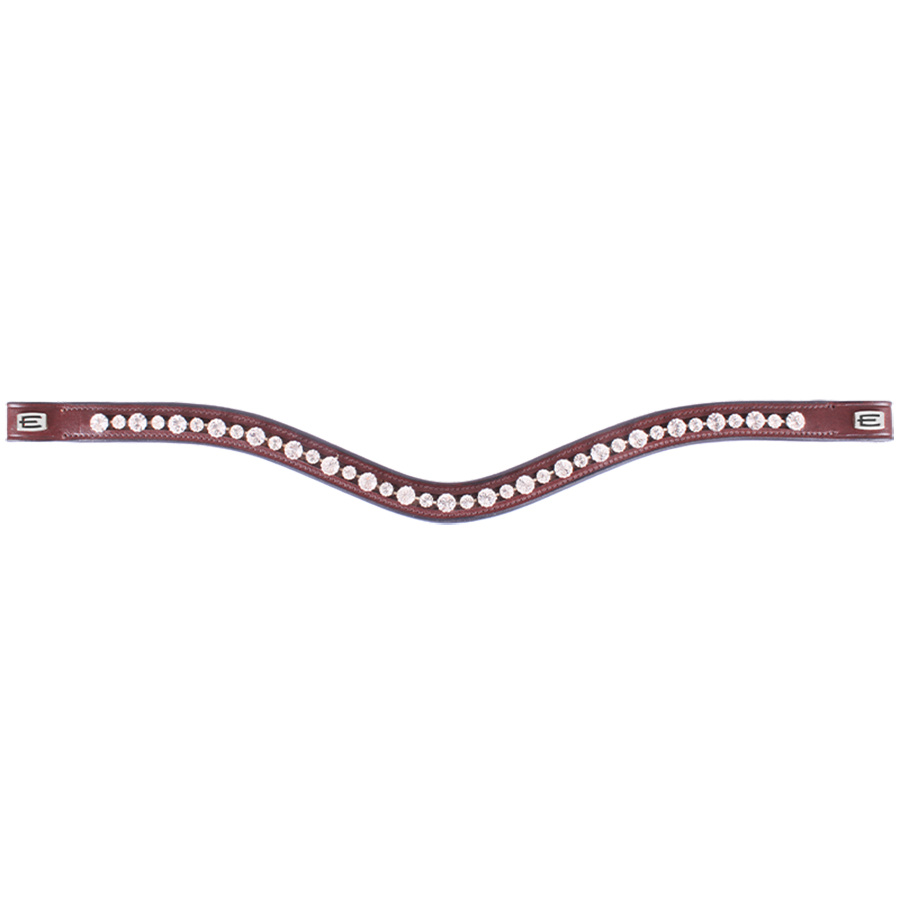 Pannebånd E-Logo & Hvite Krystaller Brun/Sølv