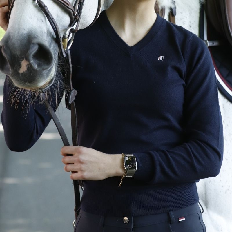 Ridegenser Classic V-Neck Pullover Marineblå