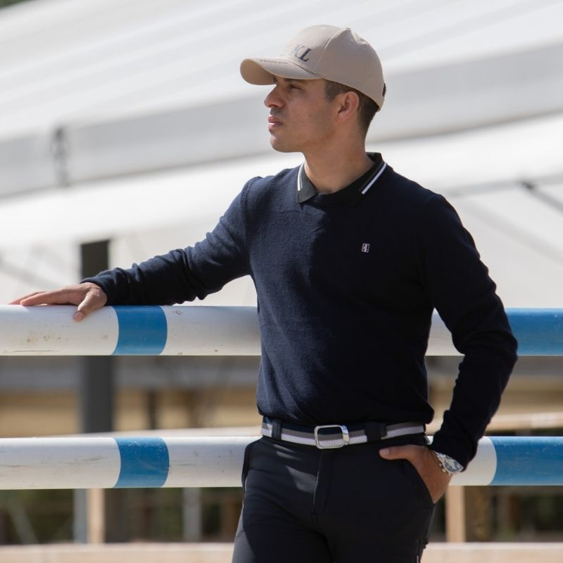 Ridegenser Classic Mens O-Neck Pullover Marineblå