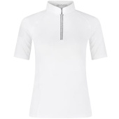 Konkurransetopp Classic Glitter Zipper Short Sleeve Hvit Konkurransetopp Classic Glitter Zipper Short Sleeve Hvit