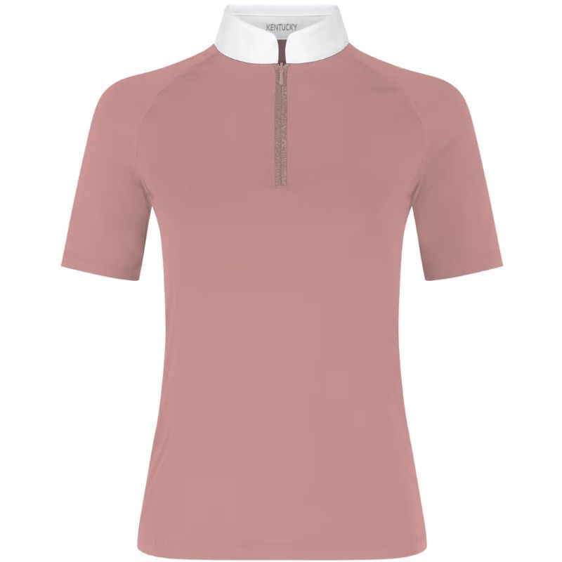 Konkurransetopp Classic Glitter Zipper Short Sleeve Gammelrosa
