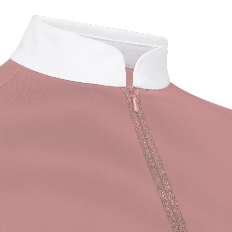 Konkurransetopp Classic Glitter Zipper Short Sleeve Gammelrosa