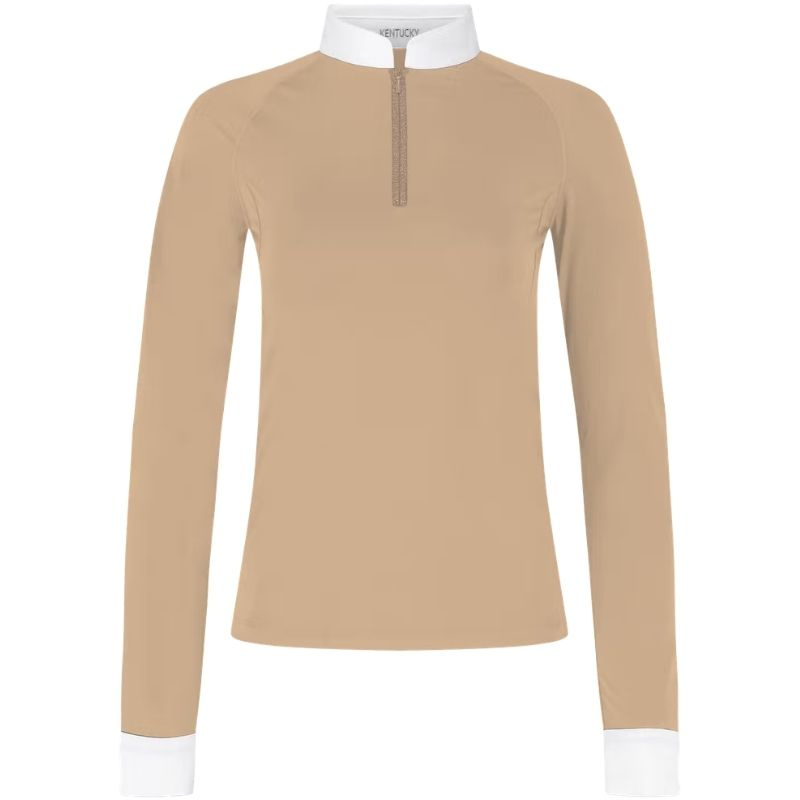 Konkurransetopp Classic Glitter Zipper Long Sleeve Beige