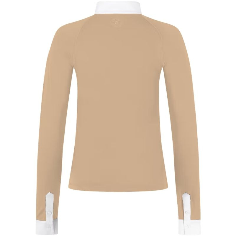 Konkurransetopp Classic Glitter Zipper Long Sleeve Beige