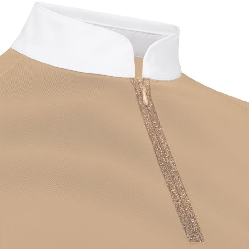 Konkurransetopp Classic Glitter Zipper Long Sleeve Beige