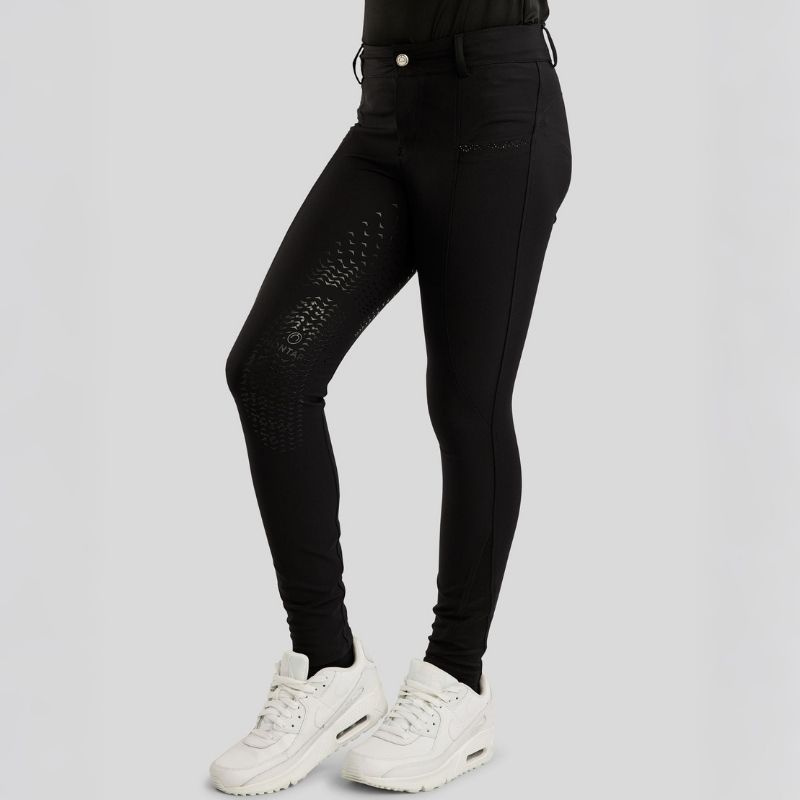Ridebukse Barn/Junior Crystals Full Grip Svart