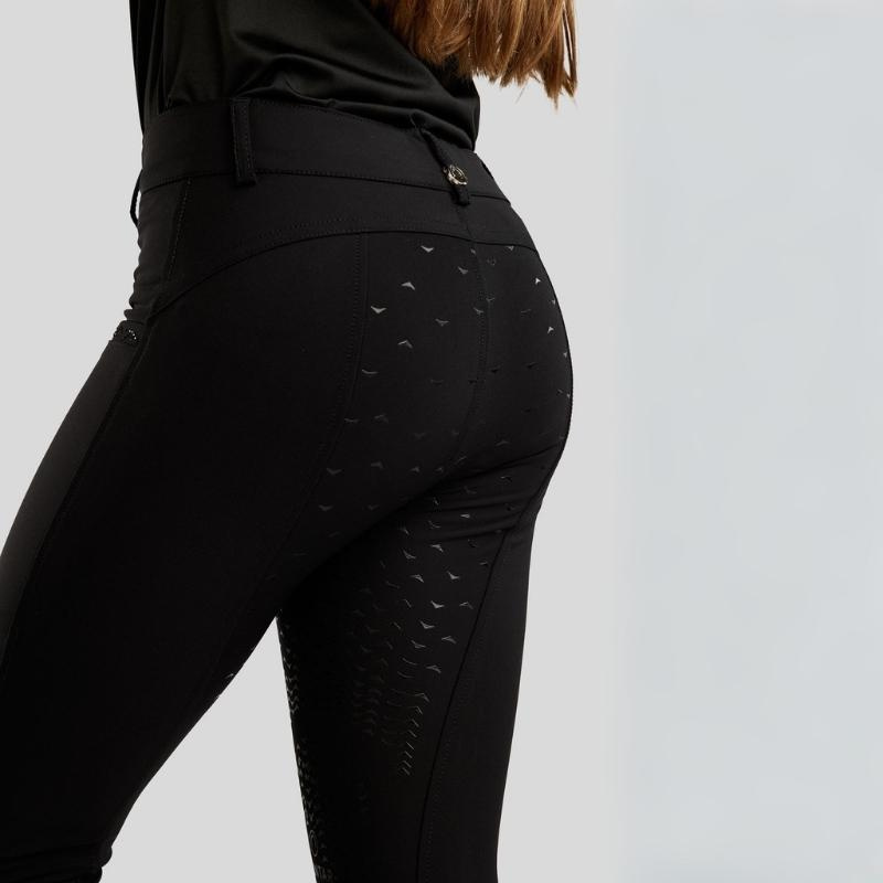 Ridebukse Barn/Junior Crystals Full Grip Svart